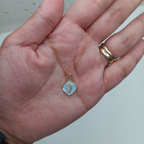 925 LA CN Sterling Silver in Yellow Gold Enamel Bling Pendant Statement Necklace - Picture 1 of 7